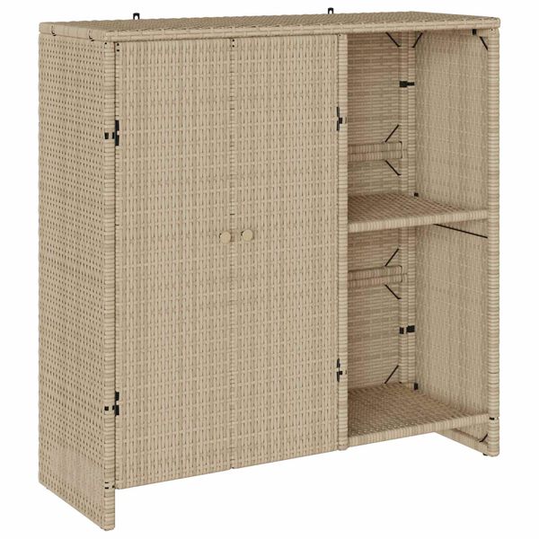 vidaXL Opbevaringsskab med hylde Beige 100 x 36 x 102 cm Rattan