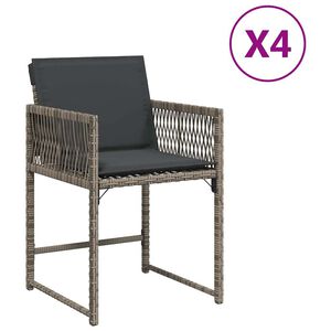 vidaXL havestole med hynder 4 stk. polyrattan gr&aring;