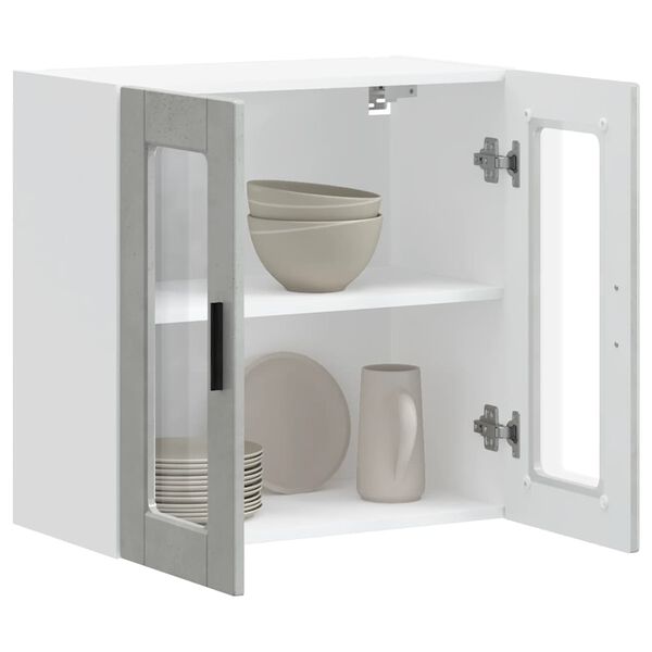 vidaXL K&oslash;kkenv&aelig;gskab med glasd&oslash;r Porto betongr&aring;