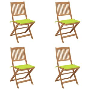 vidaXL foldbare havestole 4 stk. med hynder massivt akacietr&aelig;