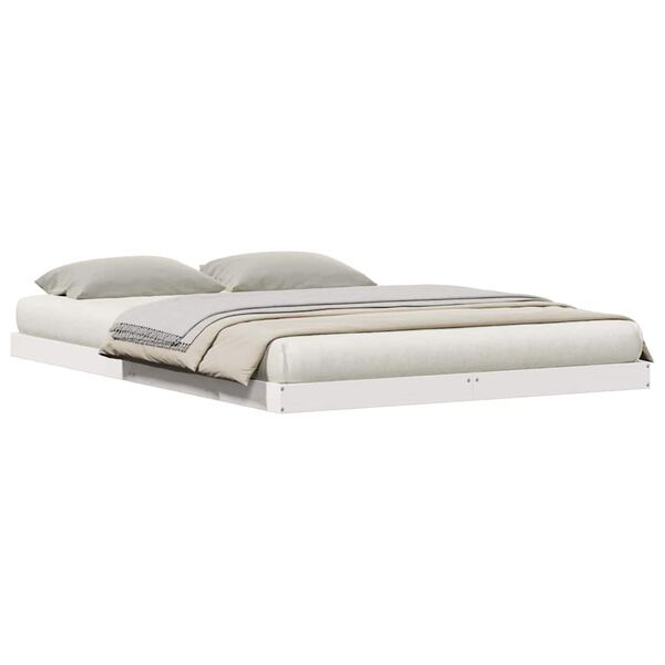 vidaXL Gulv seng ramme Hvid 213.5 x 104 x 9 cm Massiv fyrretræ