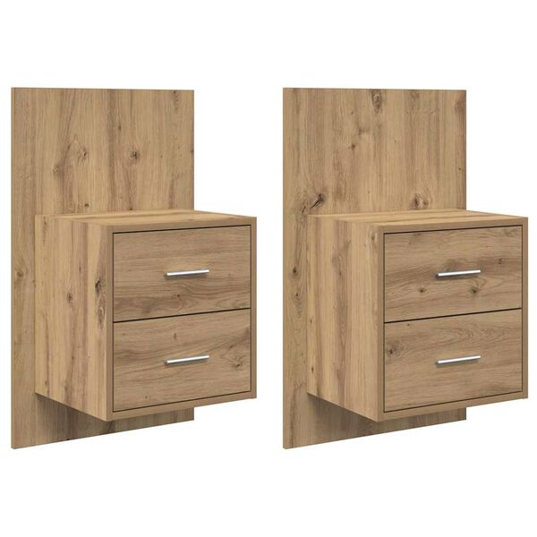 vidaXL Vægmonteret natbord 2 pcs Artisan Egetræ 48,5 x 32,5 x 80 cm
