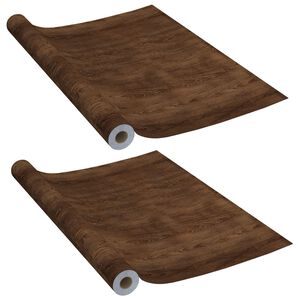 vidaXL selvkl&aelig;bende folie til d&oslash;re 2 stk. 210x90 cm PVC m&oslash;rk eg