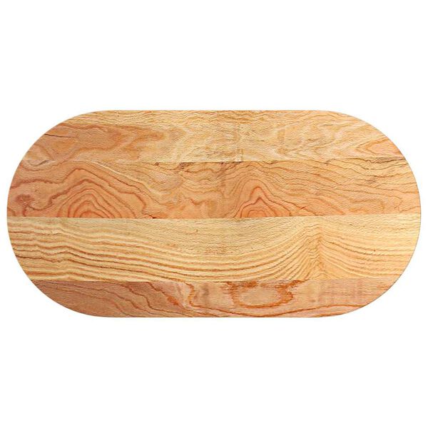 vidaXL bordplade 100x50x2 cm massivt egetræ oval lysebrun