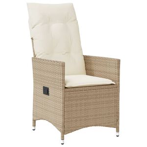 vidaXL havestol med l&aelig;nefunktion og hynder polyrattan beige