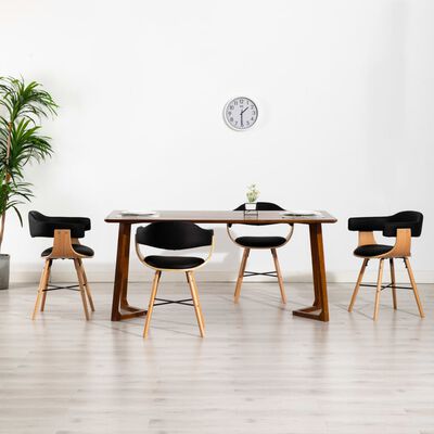 vidaXL spisebordsstole 4 stk. kunstlæder og bøjet træ sort