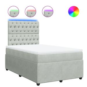 vidaXL kontinentalseng med madras 120x190 cm velour lysegr&aring;