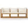 vidaXL 3-personers havesofa med hynde massivt akacietræ cremefarvet