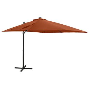vidaXL h&aelig;ngeparasol med stang og LED-lys 250 cm terrakotta