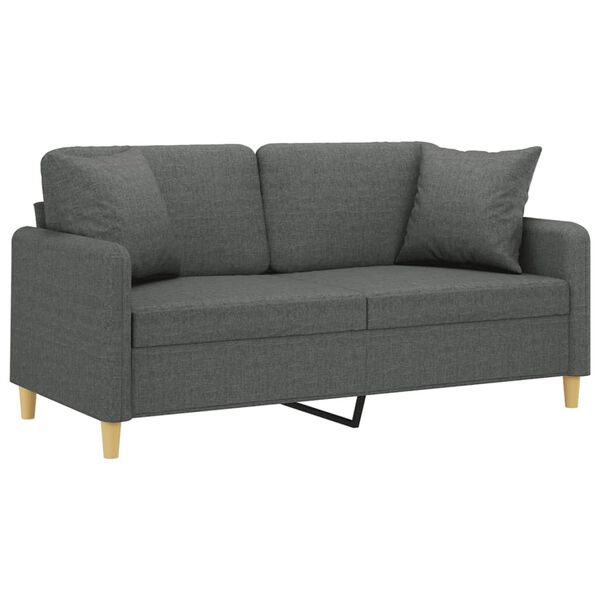 vidaXL 2-personers sofa med pyntepuder 140 cm stof m&oslash;rkegr&aring;