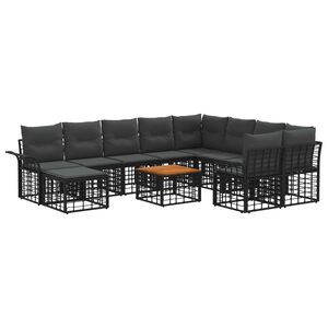 vidaXL Udend&oslash;rs sofagruppe 11 stk. Sort og M&oslash;rkegr&aring; polyrattan