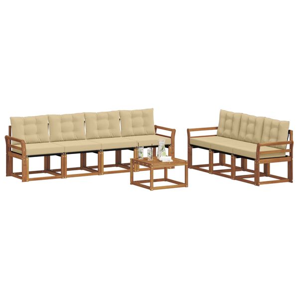 vidaXL Udend&oslash;rs sofagruppe med pude 8 pcs Naturlig og Beige