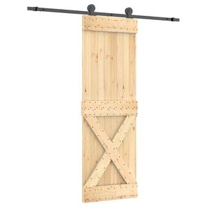 vidaXL Skyded&oslash;r Naturfarvet og sort 70 x 210 cm Massivt Fyrretr&aelig;