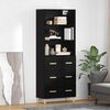 vidaXL Highboard Sort eg 69,5 x 32,5 x 180 cm Konstrueret tr&aelig;