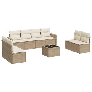 vidaXL sofas&aelig;t til haven 9 dele med hynder polyrattan beige