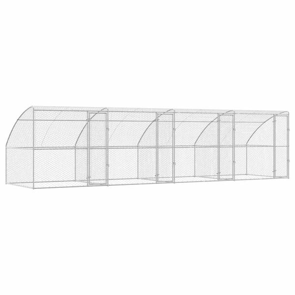 vidaXL Hundehus 4 pcs S&oslash;lv 8 x 2 x 2 m Galvaniseret st&aring;l