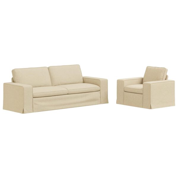 vidaXL Sofa 180cm 2 pcs Creme Metal