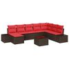 vidaXL Havesofa S&aelig;t med pude 9 pcs Brun polyrattan