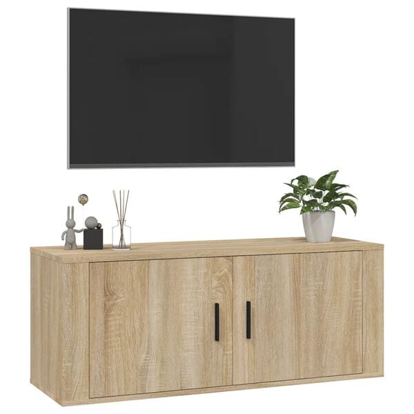 vidaXL v&aelig;gh&aelig;ngt tv-skab 100x34,5x40 cm sonoma-eg