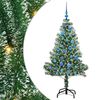 vidaXL Kunstigt Juletr&aelig; Snebelagt med LED Lys Gr&oslash;n og Hvid 150 cm