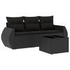 vidaXL sofas&aelig;t til haven 4 dele med hynder polyrattan sort