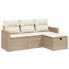 vidaXL sofas&aelig;t til haven 4 dele med hynder polyrattan beige