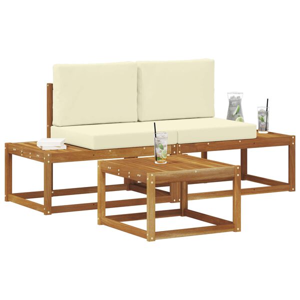 vidaXL Udend&oslash;rs sofagruppe med pude 3 pcs Naturfarvet