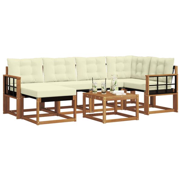 vidaXL Udend&oslash;rs sofagruppe med pude 7 pcs Naturlig og Fl&oslash;de