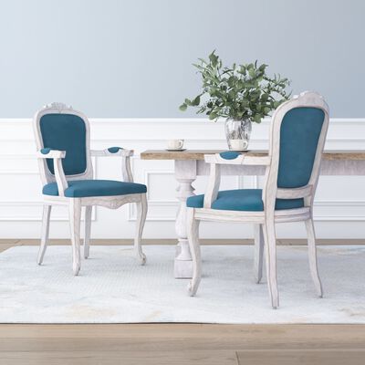 vidaXL spisebordsstole 2 stk. 62x59,5x100,5 cm velour blå