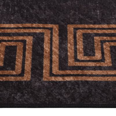 vidaXL gulvtæppe 190x300 cm skridsikkert og vaskbart sort og guld
