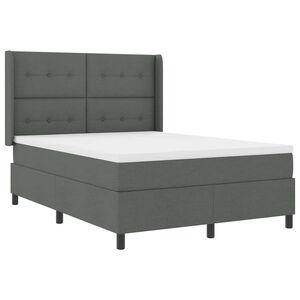 vidaXL LED Box Spring Bed med madras M&oslash;rkegr&aring; 140 x 190 cm Stof