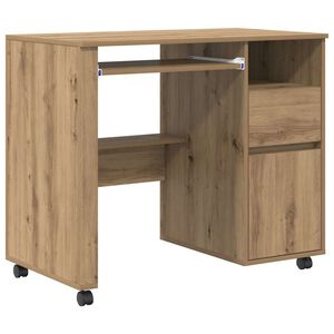 vidaXL Skrivebord med Hjul Artisan Egetr&aelig; Konstrueret tr&aelig;