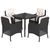 vidaXL spisebordss&aelig;t til haven 5 dele med hynder polyrattan sort