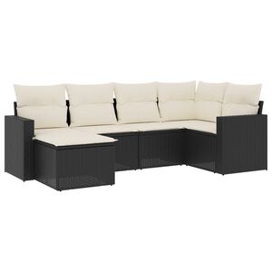 vidaXL sofas&aelig;t til haven 6 dele med hynder polyrattan sort
