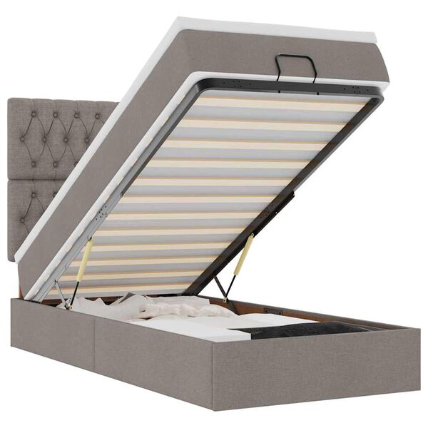 vidaXL osmannisk sengeramme med madras 80x200 cm stof gr&aring;brun