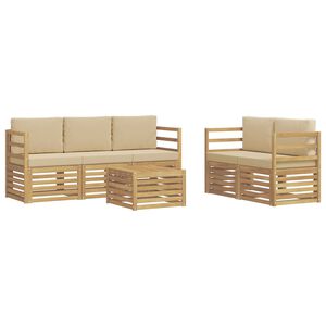 vidaXL Udend&oslash;rs sofagruppe 6 stk. 5-personers Hvid og Beige Polyester