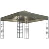 vidaXL pavillon med LED-lysk&aelig;der 3x3 m gr&aring;brun