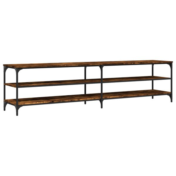 vidaXL tv-bord 200x30x50 cm konstrueret tr&aelig; metal r&oslash;get egetr&aelig;sfarve