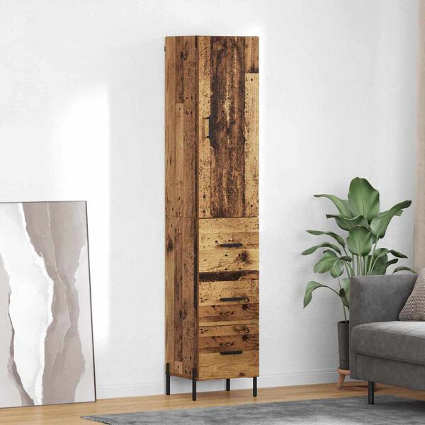 vidaXL Highboard Gammelt tr&aelig; 34,5 x 34 x 180 cm Konstrueret tr&aelig;