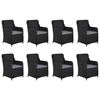 vidaXL spisebordss&aelig;t til haven 9 dele polyrattan sort