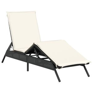 vidaXL liggestol med hynde polyrattan sort