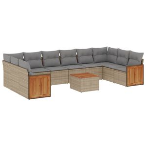 vidaXL sofas&aelig;t til haven 11 dele med hynder polyrattan beige