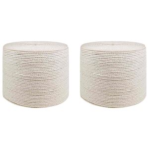 vidaXL Juteline 2 stk. 20 mm 100 m Hvid 100% Tossa jute