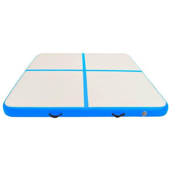 vidaXL oppustelig gymnastikm&aring;tte med pumpe 200x200x20 cm PVC bl&aring;
