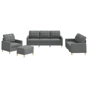 vidaXL sofas&aelig;t 4 dele med hynder stof m&oslash;rkegr&aring;