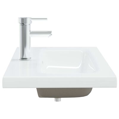 vidaXL indbygget håndvask med hane 81x39x18 cm keramisk hvid