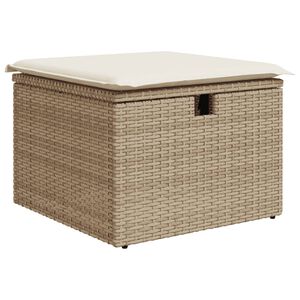 vidaXL haveskammel med hynde 55x55x37 cm polyrattan beige