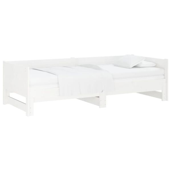 vidaXL daybed med udtr&aelig;k 2x(80x200) cm massivt fyrretr&aelig; hvid
