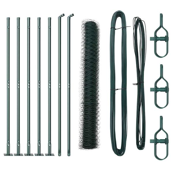 vidaXL Hegnspæl Grøn 10 x 1 m (50 mm net) Stål og PVC