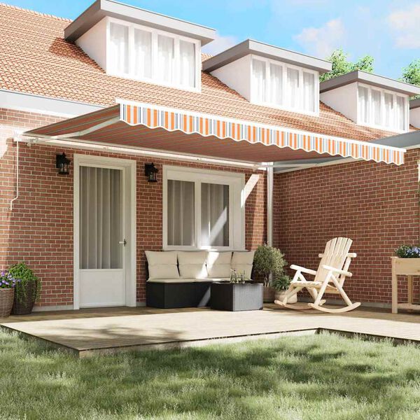 vidaXL Markise Stribet Flerfarvet 4,5 &times; 3,5 m Polyester og metal